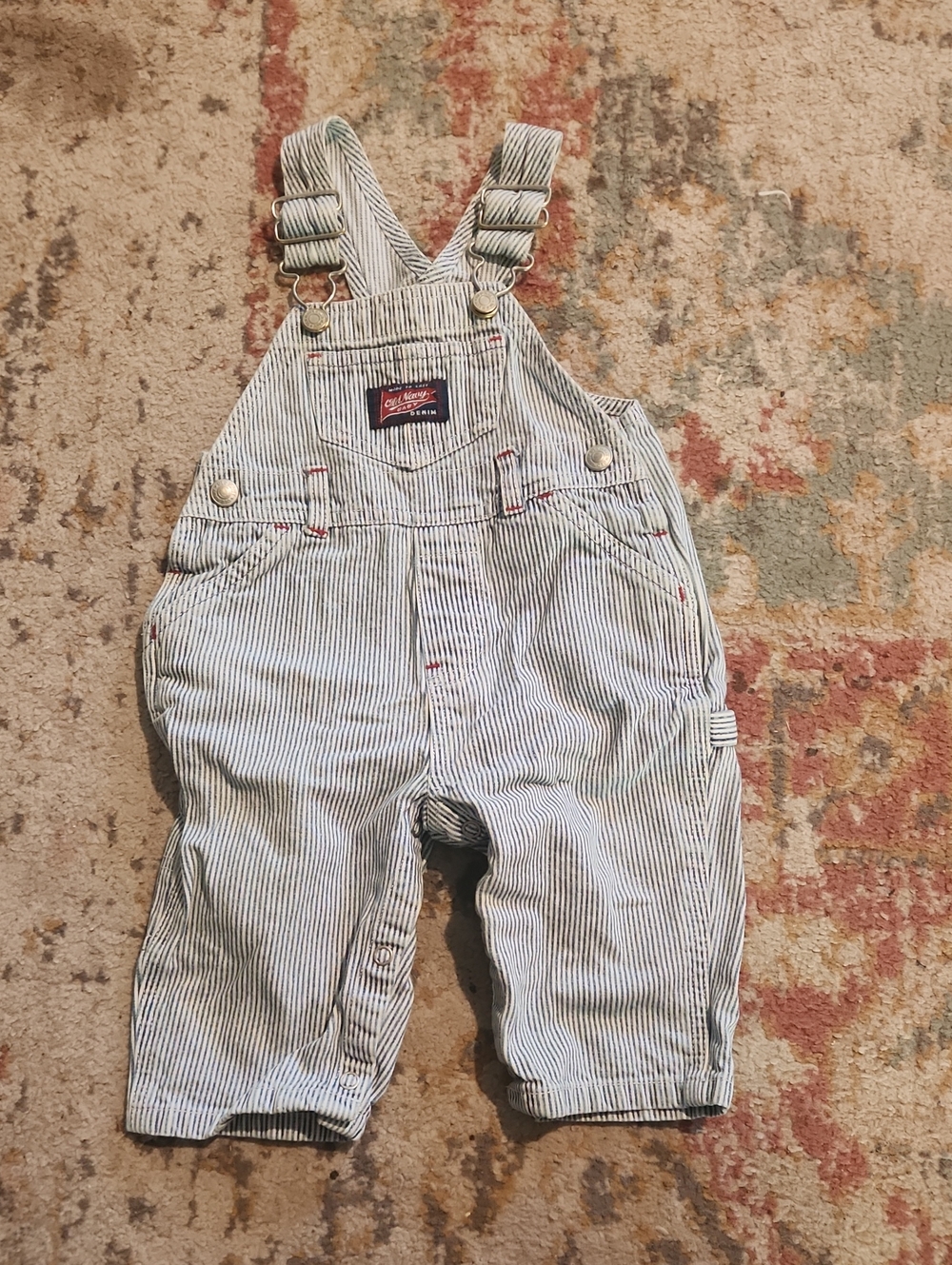 OshKosh B'gosh Navy and White Pinstripe Toddler Overalls